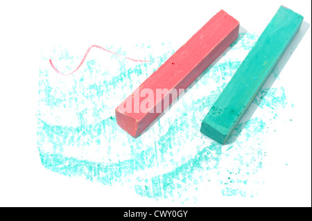 Colored crayon chalk on a white background isolated. Stock Photo