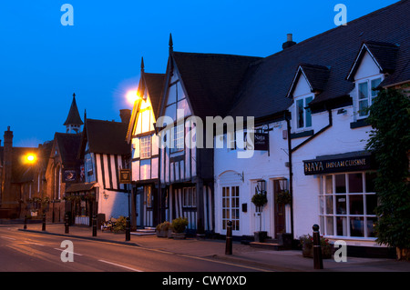 High Street at night, Henley-in-Arden, Warwickshire, England, UK Stock Photo