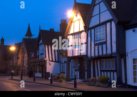 High Street at night, Henley-in-Arden, Warwickshire, England, UK Stock Photo