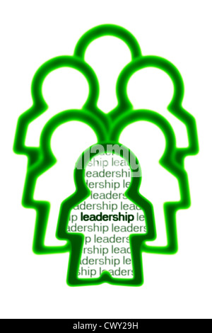 Human Icon Leading a Group - Green Leadership Concept Stock Photo