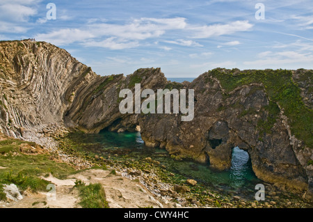 Stair Hole Dorset Coast Cliffs Cove Lulworth Showing Geology Stock Photo