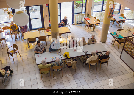 Residents in retirement home EHPAD, Strasbourg Alsace France Europe Stock Photo
