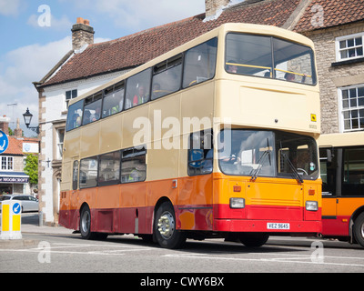 A double decker bus operated by Stephensons of Easingwold in service in Helmsley North Yorkshire Stock Photo