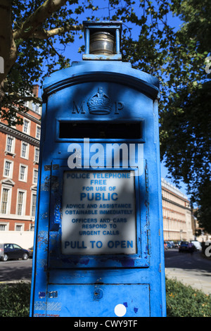 Police telephone box at Grosvenor Square, London W1 Stock Photo