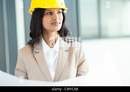beautiful young indian architect in office Stock Photo