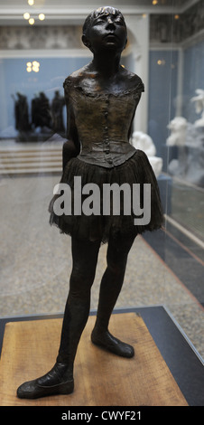 Edgar Degas (1834-1917). French scultor. Litlle Fourteen year old dancer. 1879-1881. Ny Carlsberg Glyptotek. Copenhagen. Stock Photo