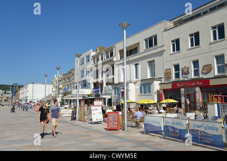 Beachfront restaurants, Beach Road, Weston-Super-Mare, Somerset, England, United Kingdom Stock Photo