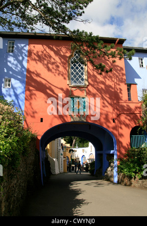 colourful arched entrance Portmeirion Gwynedd Wales UK Stock Photo