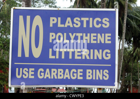 No Littering sign at Ross islands , Andaman and Nicobar islands, India Stock Photo