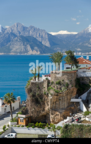 Old town and taurus mountains, Antalya, Turkey, Asia Stock Photo