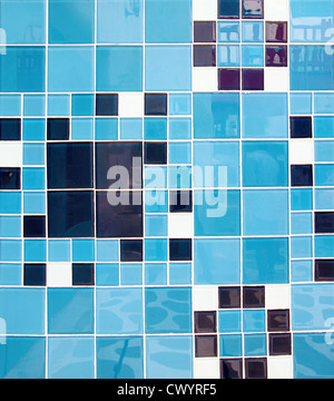 square blue tiles abstract pattern background Stock Photo