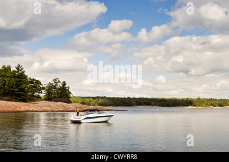 Man in a boat Stock Photo