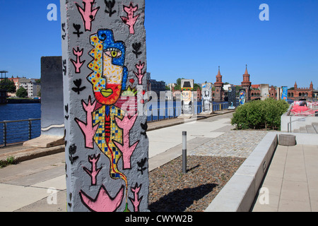 Remnants of the Berlin Wall at the bank of River Spree, Germany Stock Photo