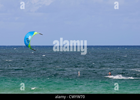 Kiteboarding is a favorite activity along Ft. Lauderdale Beach's Atlantic seashore. Stock Photo