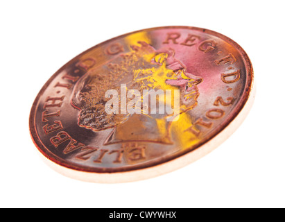 British two-pence piece coin from 2011 showing the bust of Elizabeth II Stock Photo