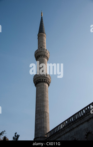 Minaret of the Blue Mosque in Istanbul Turkey Stock Photo