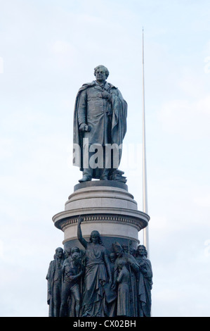 The statue by sculptor John Henry Foley of Daniel O'Connell on O'Connell Street in Dublin Ireland Stock Photo