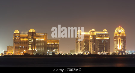 Arabian architecture in Doha at night. Qatar, Middle East Stock Photo