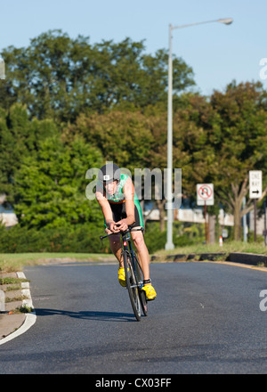 Bicycle racer turning a corner - USA Stock Photo