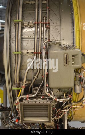Rolls Royce Trent 800 turbofan jet engine detail close up Stock Photo