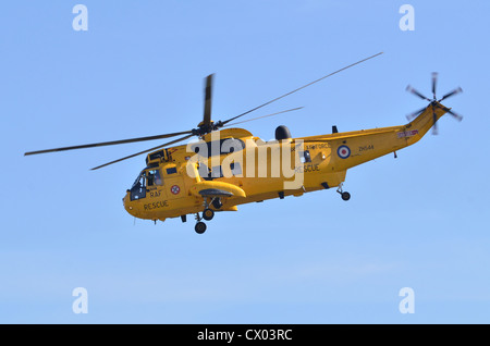 Westland Sea King HAR3 RAF Rescue helicopter in flight Stock Photo