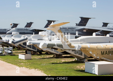 Military helicopters in storage at the 309th Aerospace Maintenance and Regeneration Group at Davis-Monthan Air Force Base. Stock Photo