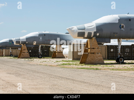 B-1 Lancer aircraft in storage at the 309th Aerospace Maintenance and Regeneration Group at Davis-Monthan Air Force Base. Stock Photo