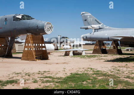B-1 Lancer aircraft in storage at the 309th Aerospace Maintenance and Regeneration Group at Davis-Monthan Air Force Base. Stock Photo