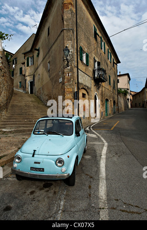 Old blue Fiat 500 parked Stock Photo - Alamy