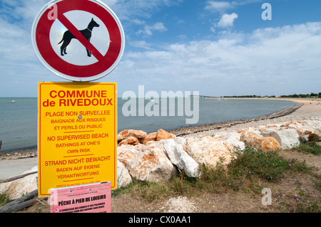 Dogs not allowed on Rivedoux beach, Île de Ré, Charente-Maritime, Poitou-Charentes, France. Stock Photo