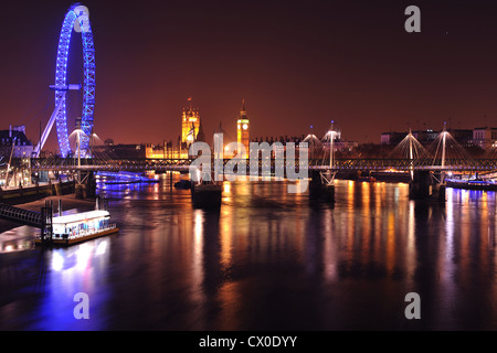 View from Waterloo Bridge at night Stock Photo