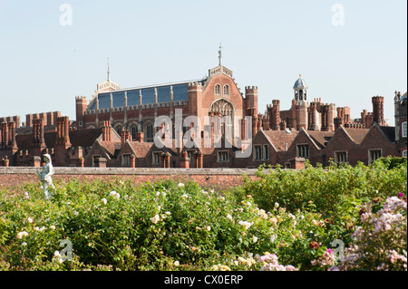 View of Hampton Court Palace from the rose garden, Hampton Court, Surrey, UK. Stock Photo