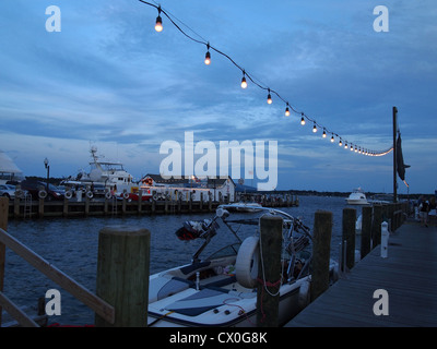 Dusk at Claudio's Marina in Greenport, Long Island, New York, USA, August 25, 2012, © Katharine Andriotis Stock Photo