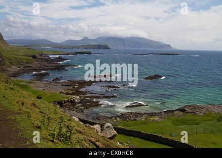 A view from the west coast of Canna, Small Isles, Scotland, looking towards Rum