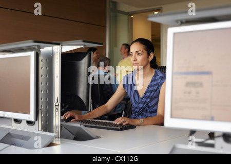 Mature students in computer class Stock Photo