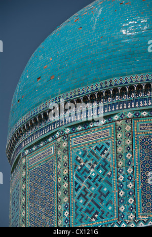 View of one of the cupolas at the Shahr-i-Zindah Mausoleum, Samarkand, Uzbekistan Stock Photo