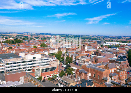 View of Aylesbury town centre including Market Square and the Clock Tower taken from above. Stock Photo