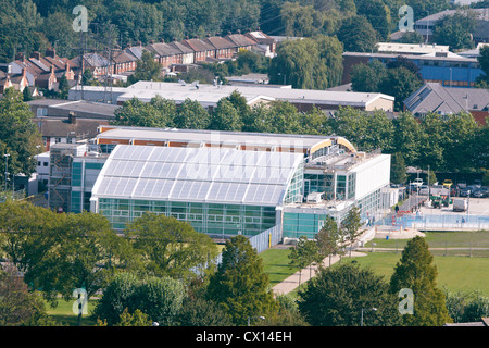 View of Aylesbury including the Aqua Vale Centre building taken from above Stock Photo