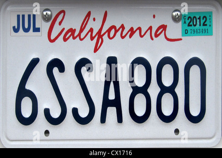 United States of America, California license plate  Stock Photo