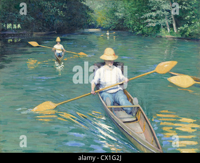 Gustave Caillebotte (French, 1848 - 1894 ), Skiffs, 1877, oil on canvas Stock Photo
