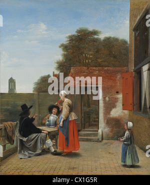 Pieter de Hooch (Dutch, 1629 - 1684 ), A Dutch Courtyard, 1658/1660, oil on canvas Stock Photo