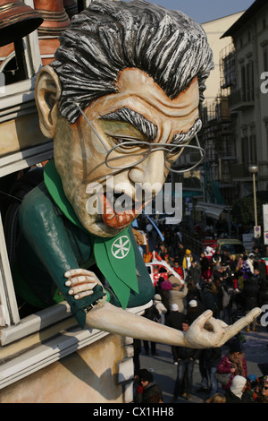 Carnival is characterized by paper mache floats representing caricatures of politicians and fictional creations. Stock Photo