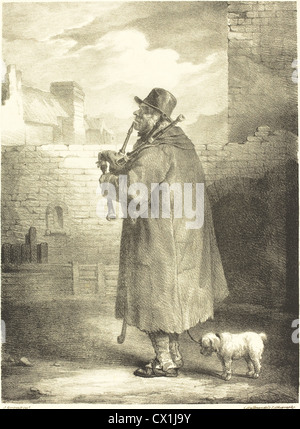Théodore Gericault (French, 1791 - 1824 ), The Piper, lithograph on wove paper Stock Photo