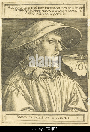 Heinrich Aldegrever (German, 1502 - 1555/1561 ), Self-Portrait, 1530 Stock Photo