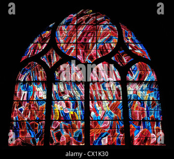 Paris, France. Church of St-Severin (13thC-16thC) Modern abstract Stained glass window Stock Photo