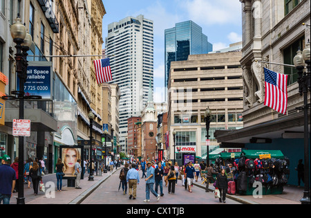 Shops on Washington Street in the city centre, Boston, Massachusetts, USA Stock Photo