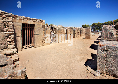 Partial view of the Minoan palace in Festos (or 'Phaistos') in South Crete, Heraklion prefecture, Greece Stock Photo