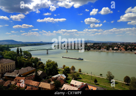 Maria Valeria bridge across the River Danube on the border between Slovakia and Hungary Stock Photo