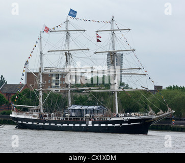 The tall ship Belem berthed on the River Thames in London as part of the Diamond Jubilee Celebrations. Stock Photo