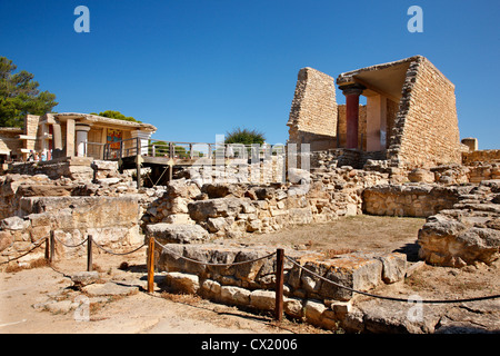 Partial view of the Minoan Palace of Knossos, very close to Heraklion city. Crete, Greece Stock Photo